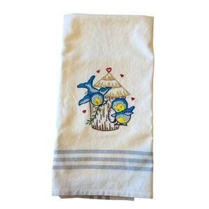 Vintage Embroidered Bird Hand Towel Dish Cloth Retro